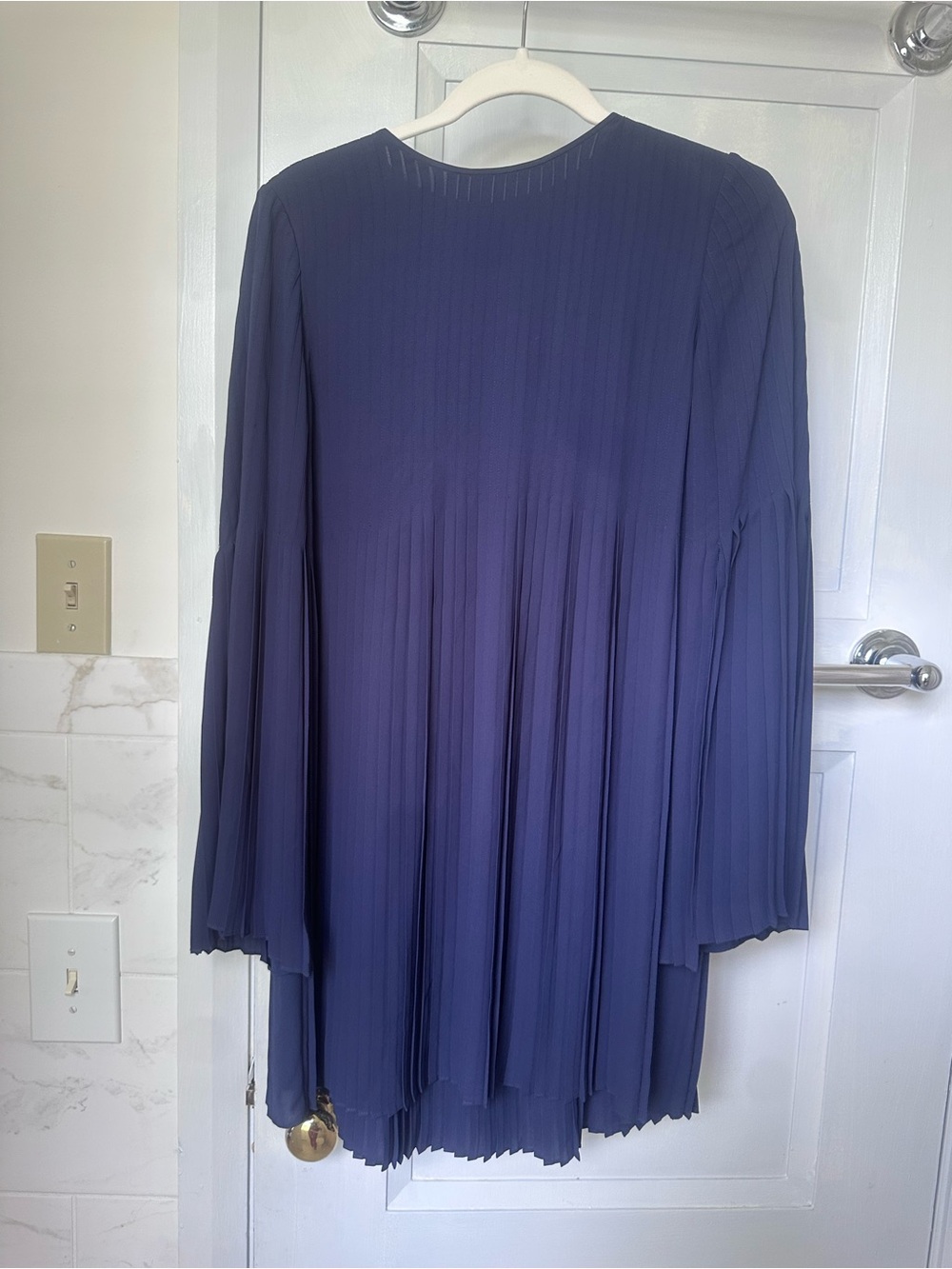 Elizabeth and James Violette Pleated Navy Dress